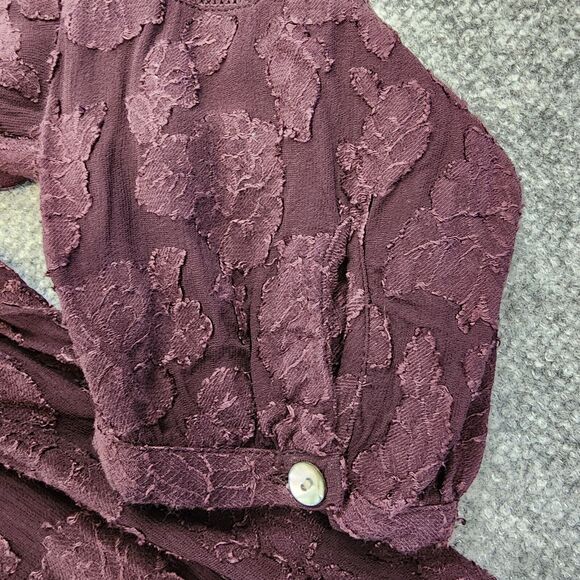 J Jill Top Womens Medium Purple Ventana Jacquard Popover Blouse Casual Boho Chic - Picture 9 of 15